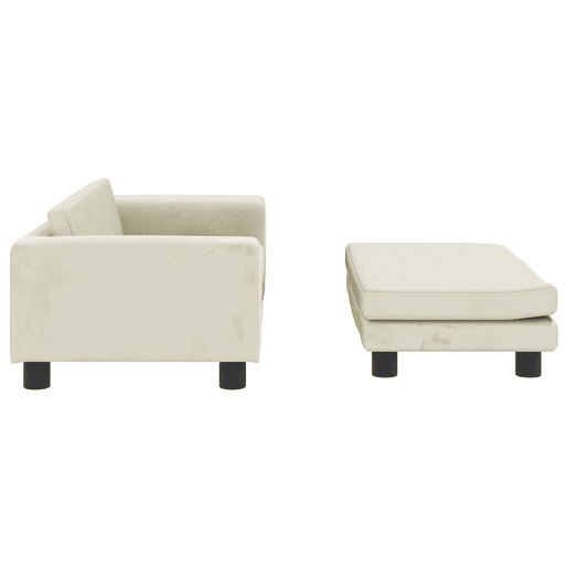 Sofá infantil, Sofá para criança com apoio de pés 100x50x30 cm veludo cor creme