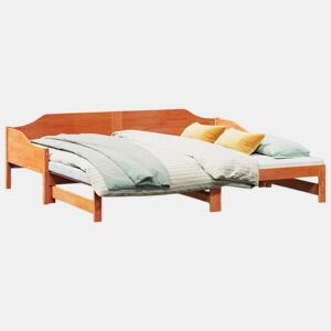 Sofá-cama, Sofá conversível com gavetão 80x200 cm madeira de pinho castanho cera