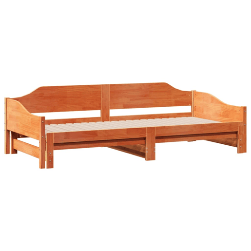 Sofá-cama, Sofá conversível com gavetão 80x200 cm madeira de pinho castanho cera