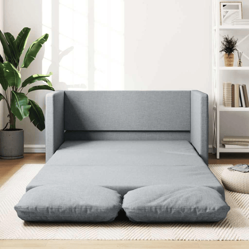Sofá-cama, Sofá conversível sem pés 112x174x55 cm tecido cinzento-claro
