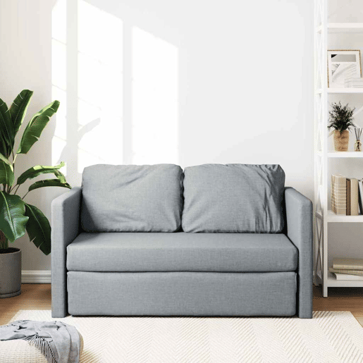 Sofá-cama, Sofá conversível sem pés 112x174x55 cm tecido cinzento-claro