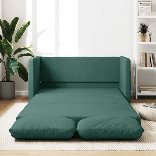 Sofá-cama, Sofá conversível sem pés 112x174x55 cm tecido verde-escuro