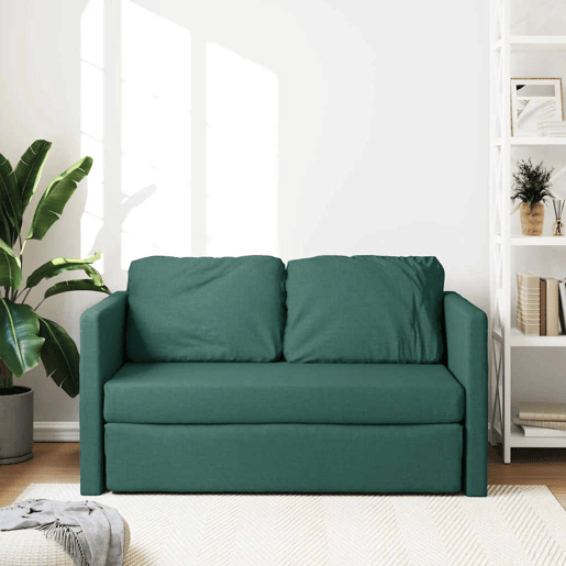 Sofá-cama, Sofá conversível sem pés 112x174x55 cm tecido verde-escuro