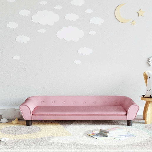 Sofá infantil, Sofá para criança 100x50x26 cm veludo rosa