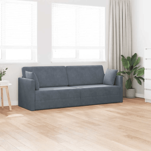 Sofá-cama de chão Cinza Escuro 213 x 70 x 77 cm Veludo