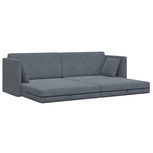 Sofá-cama de chão Cinza Escuro 213 x 70 x 77 cm Veludo
