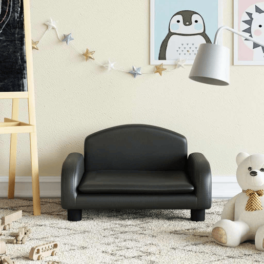 Sofá infantil, Sofá para criança 50x40x30 cm couro artificial preto