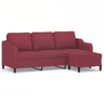 Sofá de 3 lugares - Sofá fixo com apoio de pés 180 cm tecido vermelho tinto