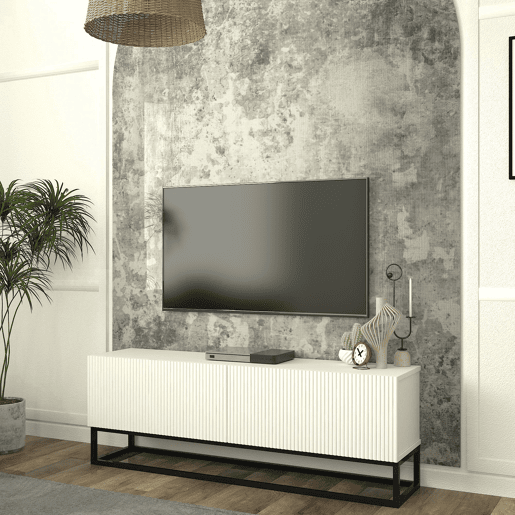Móvel de TV Verpsboga 2 portas base longa 135x32x47 cm - Branco en.casa