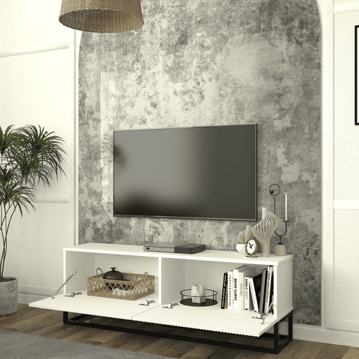 Móvel de TV Verpsboga 2 portas base longa 135x32x47 cm - Branco en.casa