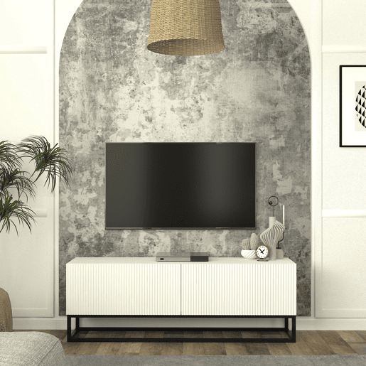 Móvel de TV Verpsboga 2 portas base longa 135x32x47 cm - Branco en.casa