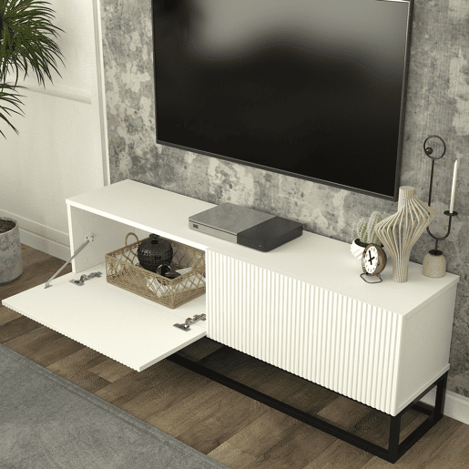 Móvel de TV Verpsboga 2 portas base longa 135x32x47 cm - Branco en.casa