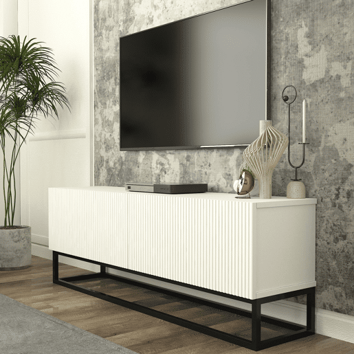 Móvel de TV Verpsboga 2 portas base longa 135x32x47 cm - Branco en.casa