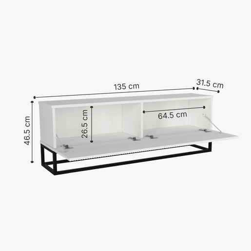 Móvel de TV Verpsboga 2 portas base longa 135x32x47 cm - Branco en.casa