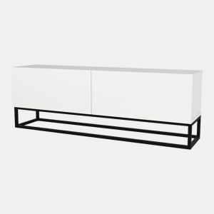 Mesa baixa para TV Nolvean com 2 portas moldura longa 135x32x47 cm branco en.casa