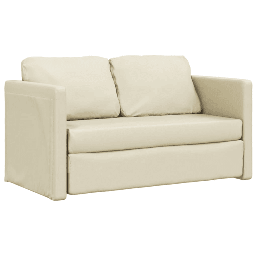 Sofá-cama, Sofá conversível sem pés 112x174x55 cm couro artificial cor creme