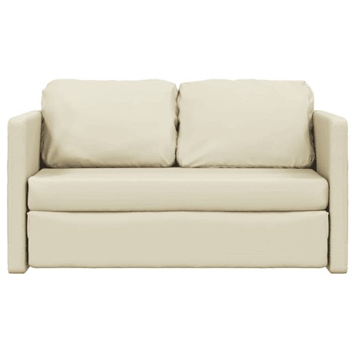 Sofá-cama, Sofá conversível sem pés 112x174x55 cm couro artificial cor creme