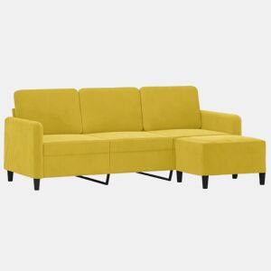 Sofá de 3 lugares - Sofá fixo com apoio de pés 180 cm veludo amarelo