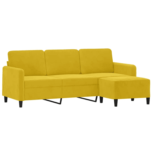 Sofá de 3 lugares - Sofá fixo com apoio de pés 180 cm veludo amarelo