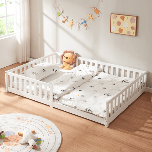 Cama para crianças Tanna Montessori 140x200cm pinho Blanco en.casa Cama para crianças Tanna Montessori 140x200cm pinho Blanco en.casa