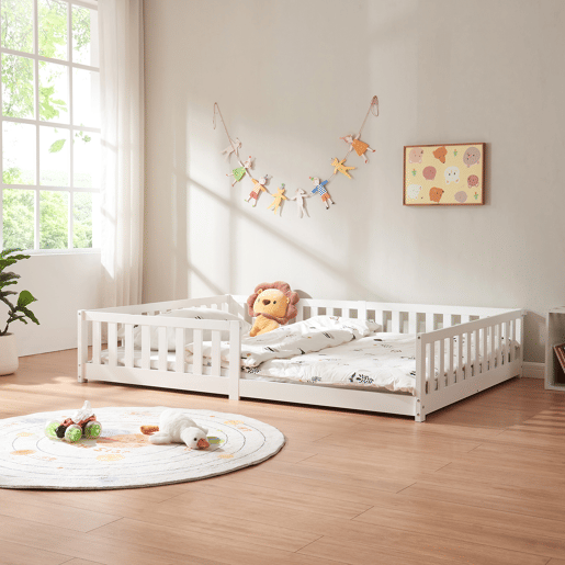 Cama para crianças Tanna Montessori 140x200cm pinho Blanco en.casa Cama para crianças Tanna Montessori 140x200cm pinho Blanco en.casa
