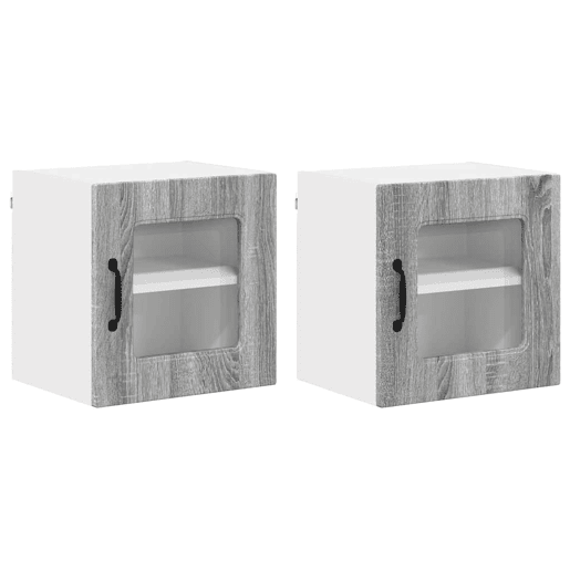 Lote de 2 Armários de cozinha suspendidos - Cozinha modular Colgantes Cinza Sonoma 40 x 31 x 40 cm