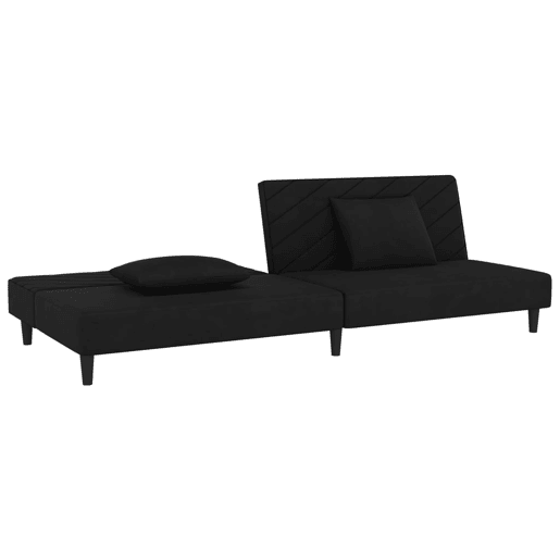 Sofá-cama, Sofá conversível 2 lugares com duas almofadas veludo preto