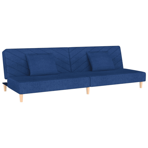 Sofá-cama, Sofá conversível 2 lugares com duas almofadas tecido azul