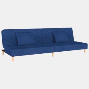 Sofá-cama, Sofá conversível 2 lugares com duas almofadas tecido azul