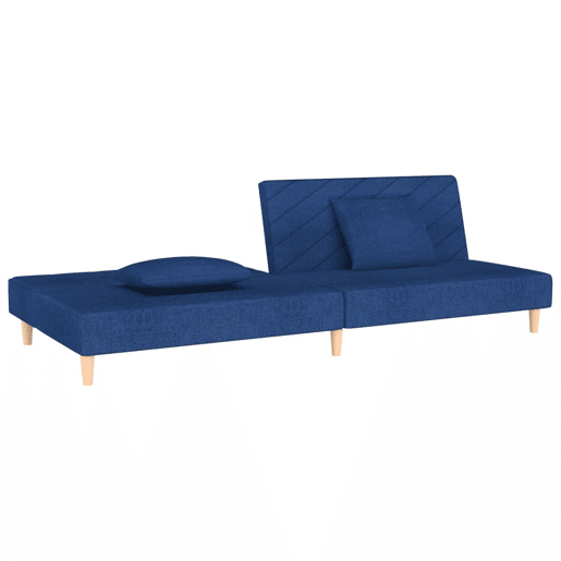 Sofá-cama, Sofá conversível 2 lugares com duas almofadas tecido azul