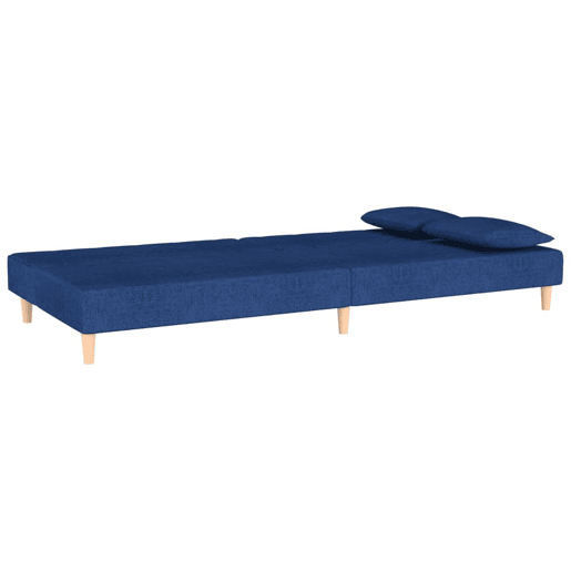 Sofá-cama, Sofá conversível 2 lugares com duas almofadas tecido azul