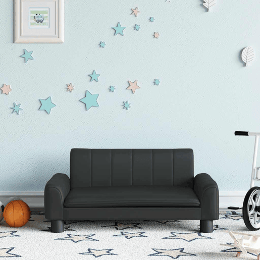 Sofá infantil, Sofá para criança 70x45x30 cm couro artificial preto