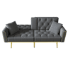 Sofá-cama de 2 lugares - Função cama, 3 posições ajustáveis, com porta-copos - Cinza