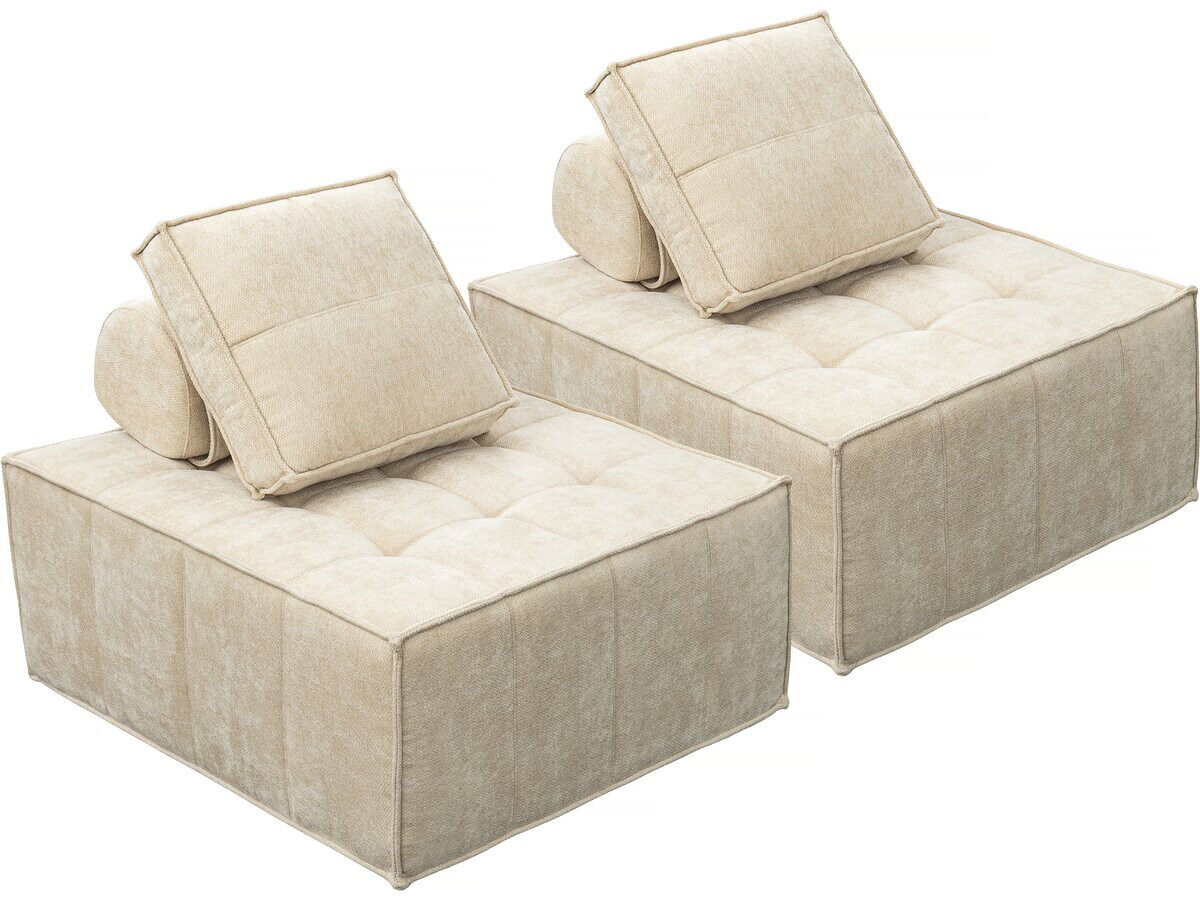 Conjunto de 2 sillones modulares tipo sofá en tela texturizada