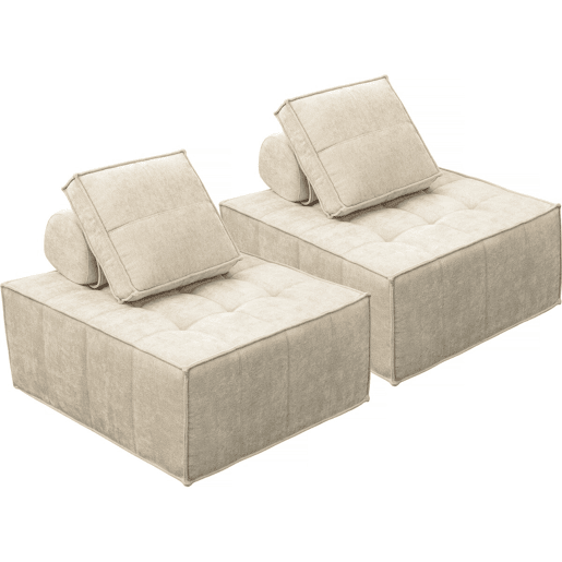 Conjunto de 2 poltronas modulares em tecido texturado Velluto - Bege