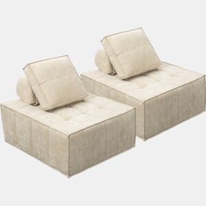 Conjunto de 2 poltronas modulares em tecido texturado Velluto - Bege