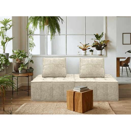 Conjunto de 2 poltronas modulares em tecido texturado Velluto - Bege