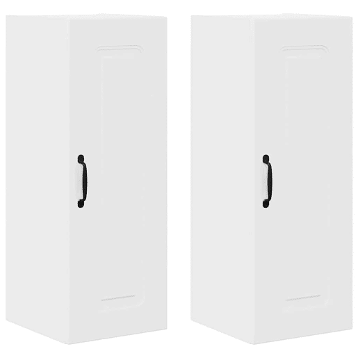 Lote de 2 Armários de cozinha suspendidos - Cozinha modular Colgantes com porta Branco Brilhante
