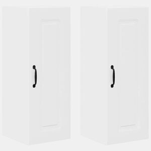 Lote de 2 Armários de cozinha suspendidos - Cozinha modular Colgantes com porta Branco Brilhante
