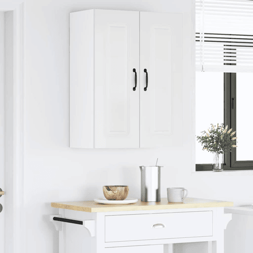 Lote de 2 Armários de cozinha suspendidos - Cozinha modular Colgantes com porta Branco Brilhante