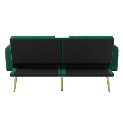 Sofá-cama de 2 lugares - função cama, 3 posições, porta-copos - Verde