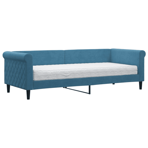 Sofá-cama, Sofá conversível com colchão 80x200 cm veludo azul