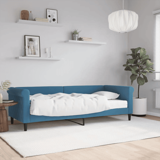 Sofá-cama, Sofá conversível com colchão 80x200 cm veludo azul