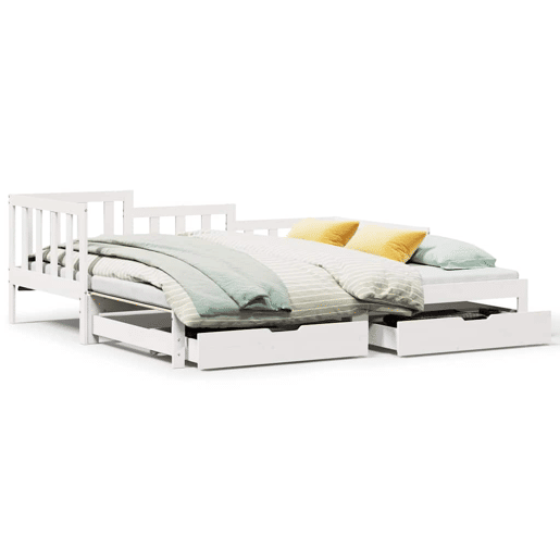 Sofá-cama, Sofá conversível com gavetão e gavetas sem colchão 90x190 cm branco