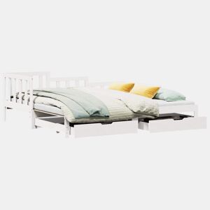 Sofá-cama, Sofá conversível com gavetão e gavetas sem colchão 90x190 cm branco
