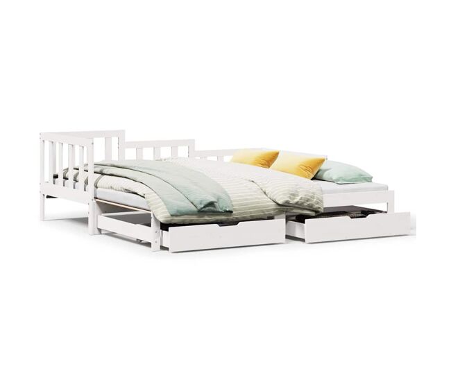 Sofá cama - sofá convertible nido con cajones sin colchón blanco 90x190 cm