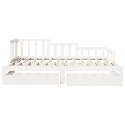 Sofá-cama, Sofá conversível com gavetão e gavetas sem colchão 90x190 cm branco