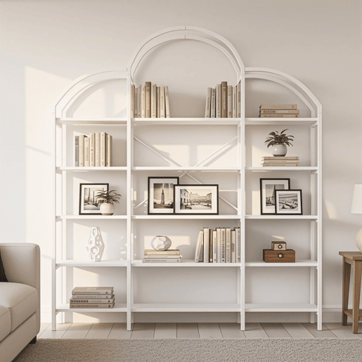Estante 170x26x190 cm - 5 níveis, design em forma de nuvem, aço e MDF, fácil montagem - Branco