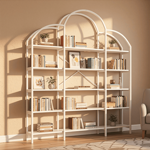 Estante 170x26x190 cm - 5 níveis, design em forma de nuvem, aço e MDF, fácil montagem - Branco