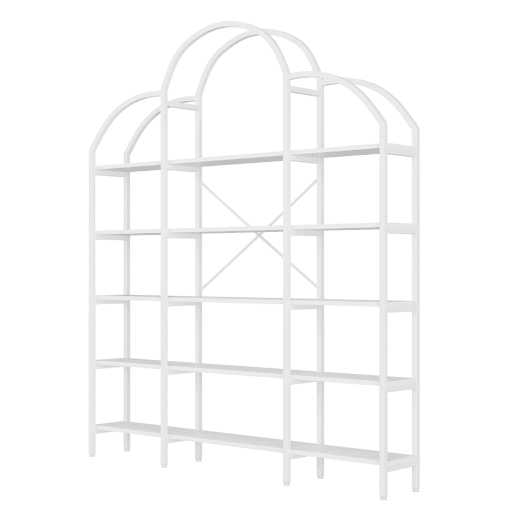 Estante 170x26x190 cm - 5 níveis, design em forma de nuvem, aço e MDF, fácil montagem - Branco